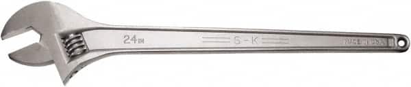 SK - 2-1/2" Jaw Capacity, 24" Standard Adjustable Wrench - Stainless Steel, Chrome Finish, 24" OAL - Benchmark Tooling