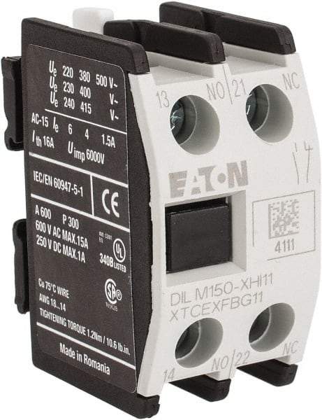 Eaton Cutler-Hammer - 40, 50, 65, 80, 95, 115, 150 Amp, Contactor Front Mount Auxiliary Contact - For Use with XT Contactor - Benchmark Tooling
