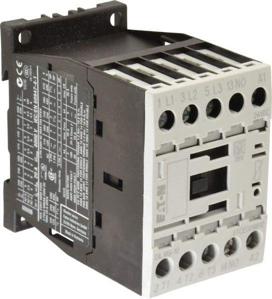 Eaton Cutler-Hammer - 3 Pole, 24 to 27 Coil VDC, 20 Amp, Nonreversible Open Enclosure IEC Contactor - 1 Phase hp: 0.5 at 115 V, 1 at 200 V, 1.5 at 230 V, 3 Phase hp: 3 at 200 V, 3 at 230 V, 5 at 460 V, 7.5 at 575 V, 9 Amp Inductive Load Rating Listed - Benchmark Tooling