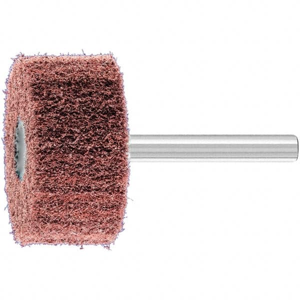 PFERD - 1-1/2" Diam x 3/4" Face Width, Aluminum Oxide Nonwoven Mounted Flap Wheel - 1/4" Shank Mount, 180 Grit, 15,000 Max RPM - Benchmark Tooling