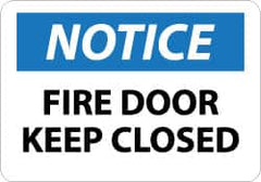 NMC - Notice - Fire Door - Keep Closed, Pressure Sensitive Vinyl Fire and Exit Sign - 14" Wide x 10" High - Benchmark Tooling