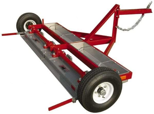 Made in USA - 60" Long Tow-Behind Magnetic Sweeper with Wheels - 12" Wide x 4-1/2" High, 8" Wheel Diam, 2" Clearance - Benchmark Tooling
