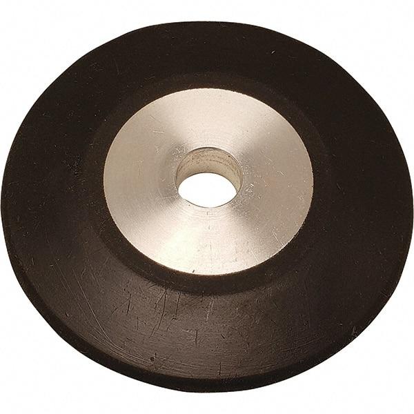 Dynabrade - 4" Diam x 1/2" Wide Contact Wheel - 1/4" Arbor Hole, Radiused, 70 Duro Rubber Face - Benchmark Tooling