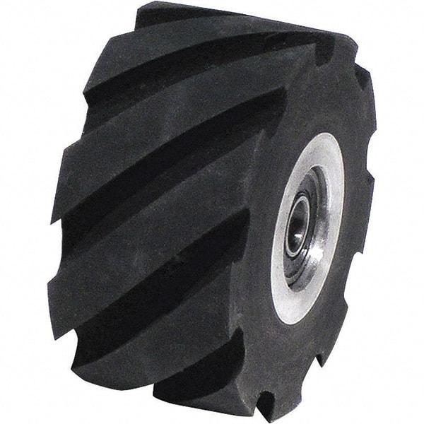 Dynabrade - 2" Diam x 1" Wide Contact Wheel Assembly - 5/8" Arbor Hole, Standard, 70 Duro Rubber Face - Benchmark Tooling
