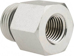 Parker - 3/4-16 Male Thread x 1/4 Female Thread, Zinc Plated Steel Industrial Pipe Adapter - Male Straight Thread O-Ring x Female NPTF, 6,000 psi - Benchmark Tooling