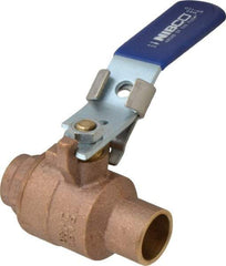 NIBCO - 3/4" Pipe, Full Port, Bronze Standard Ball Valve - 2 Piece, Inline - One Way Flow, Soldered x Soldered Ends, Locking Lever Handle, 600 WOG, 150 WSP - Benchmark Tooling