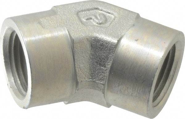 Parker - 3/8 Female Thread, Zinc Plated Steel Industrial Pipe 45° Female Elbow - FNPTF, 4,500 psi - Benchmark Tooling