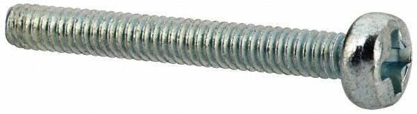 Value Collection - M2x0.40, 16mm Length Under Head Phillips Drive Machine Screw - Pan Head, Grade 4.8 Steel, Zinc-Plated Finish, Without Washer - Benchmark Tooling