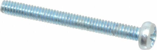 Value Collection - M2x0.40, 20mm Length Under Head Phillips Drive Machine Screw - Pan Head, Grade 4.8 Steel, Zinc-Plated Finish, Without Washer - Benchmark Tooling