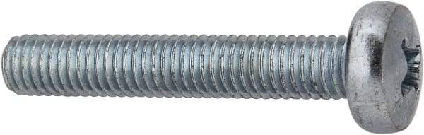 Value Collection - M5x0.80, 30mm Length Under Head Phillips Drive Machine Screw - Pan Head, Grade 4.8 Steel, Zinc-Plated Finish, Without Washer - Benchmark Tooling