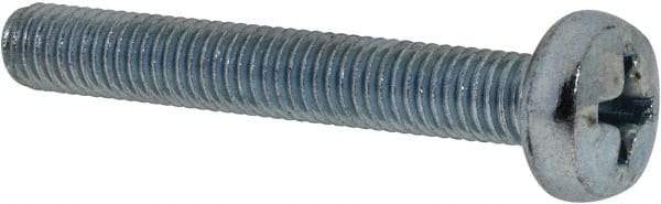 Value Collection - M5x0.80, 35mm Length Under Head Phillips Drive Machine Screw - Pan Head, Grade 4.8 Steel, Zinc-Plated Finish, Without Washer - Benchmark Tooling