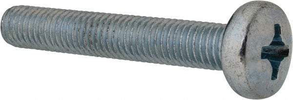 Value Collection - M8x1.25, 50mm Length Under Head Phillips Drive Machine Screw - Pan Head, Grade 4.8 Steel, Zinc-Plated Finish, Without Washer - Benchmark Tooling