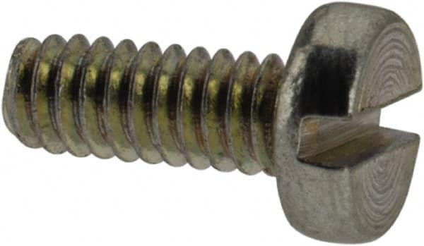 Value Collection - M2x0.40, 5mm Length Under Head Slotted Drive Machine Screw - Pan Head, Grade 4.8 Steel, Zinc-Plated Finish, Without Washer - Benchmark Tooling