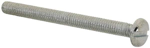 Value Collection - M4x0.70, 45mm Length Under Head Slotted Drive Machine Screw - Pan Head, Grade 4.8 Steel, Zinc-Plated Finish, Without Washer - Benchmark Tooling