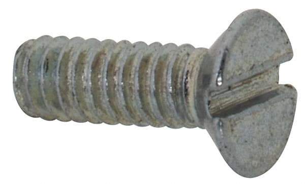Value Collection - M2x0.40, 6mm OAL Slotted Drive Machine Screw - Flat Head, Grade 4.8 Steel, Zinc-Plated Finish, Without Washer - Benchmark Tooling