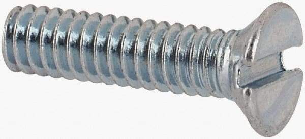 Value Collection - M2x0.40, 8mm OAL Slotted Drive Machine Screw - Flat Head, Grade 4.8 Steel, Zinc-Plated Finish, Without Washer - Benchmark Tooling