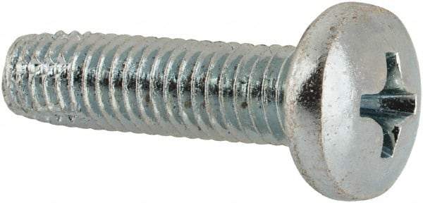 Value Collection - #10-32 UNF Thread, 3/4" Length Under Head, Phillips Drive Steel Thread Cutting Screw - Pan Head, Grade 2, Point Type F, Zinc-Plated Finish - Benchmark Tooling