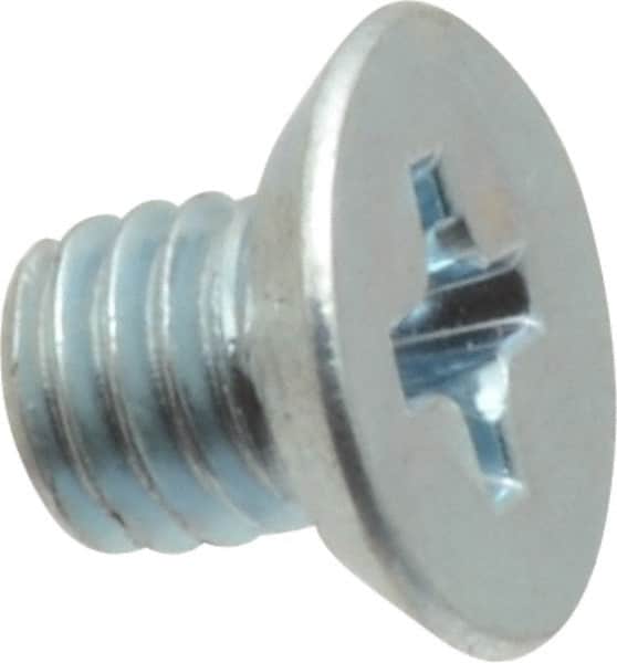 Value Collection - #10-32 UNF, 1/4" OAL Phillips Drive Machine Screw - Flat Head, Grade 2 Steel, Zinc-Plated Finish, Without Washer - Benchmark Tooling