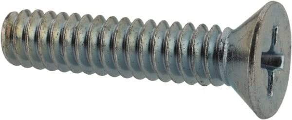 Value Collection - #10-24 UNC, 7/8" OAL Phillips Drive Machine Screw - Flat Head, Grade 2 Steel, Zinc-Plated Finish, Without Washer - Benchmark Tooling