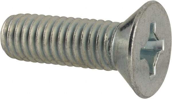 Value Collection - 3/8-16 UNC, 1-1/4" OAL Phillips Drive Machine Screw - Flat Head, Grade 2 Steel, Zinc-Plated Finish, Without Washer - Benchmark Tooling