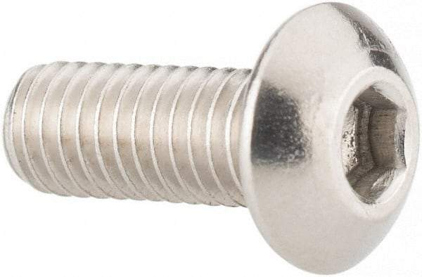 Value Collection - #10-32 UNF Hex Socket Drive, Button Screw - Grade 316 Stainless Steel, Uncoated, 1/2" Length Under Head - Benchmark Tooling
