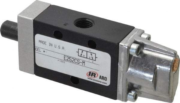 ARO/Ingersoll-Rand - 3 Way Valve For Air Equipment - 1/4 NPT Inlet, 1/4 NPT Outlet, Cam Stem/Spring Actuator, 0.7 CV Rate - Benchmark Tooling