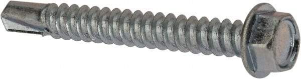 Value Collection - #12, Hex Washer Head, Hex Drive, 1-3/4" Length Under Head, #3 Point, Self Drilling Screw - Grade 1016-1024 Steel, Zinc-Plated Finish - Benchmark Tooling