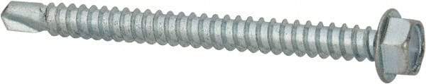 Value Collection - #12, Hex Washer Head, Hex Drive, 2-1/2" Length Under Head, #3 Point, Self Drilling Screw - Grade 1016-1024 Steel, Zinc-Plated Finish - Benchmark Tooling