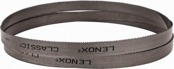 Lenox - 10 to 14 TPI, 7' 9" Long x 3/4" Wide x 0.035" Thick, Welded Band Saw Blade - Bi-Metal, Toothed Edge, Modified Raker Tooth Set, Flexible Back, Contour Cutting - Benchmark Tooling