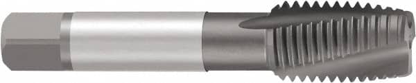 Emuge - 5/8-18 UNF 3 Flute 3BX Plug Spiral Flute Tap - Cobalt, Nitride Finish, 3-13/16" OAL, Left Hand Flute, Right Hand Thread - Benchmark Tooling