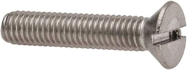 Value Collection - #10-32 UNF, 1" OAL Slotted Drive Machine Screw - Flat Head, Grade 316 Stainless Steel, Uncoated, Without Washer - Benchmark Tooling