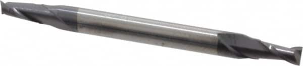 Accupro - 3/32", 3/16" LOC, 1/8" Shank Diam, 1-1/2" OAL, 2 Flute, Solid Carbide Square End Mill - Double End, AlTiN Finish, Spiral Flute, 30° Helix, Centercutting, Right Hand Cut, Right Hand Flute - Benchmark Tooling