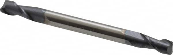 Accupro - 1/8", 1/4" LOC, 1/8" Shank Diam, 1-1/2" OAL, 2 Flute, Solid Carbide Square End Mill - Double End, AlTiN Finish, Spiral Flute, 40° Helix, Centercutting, Right Hand Cut, Right Hand Flute - Benchmark Tooling