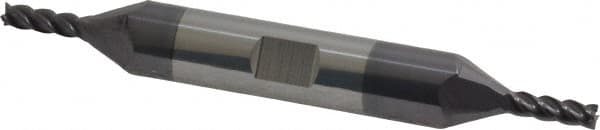 Accupro - 1/8", 3/8" LOC, 3/8" Shank Diam, 3" OAL, 4 Flute, Solid Carbide Square End Mill - Double End, AlTiN Finish, Spiral Flute, 40° Helix, Centercutting, Right Hand Cut, Right Hand Flute - Benchmark Tooling