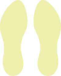 NMC - Foot Prints (Graphic), Pressure Sensitive Vinyl Exit Sign - 6" Wide x 10" High, Glow-in-the-Dark - Benchmark Tooling