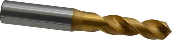 OSG - 13.5001mm 120° Spiral Flute Vanadium High Speed Steel Screw Machine Drill Bit - TiN Finish, Right Hand Cut, 54mm Flute Length, 114mm OAL, Faceted Point, Straight Shank - Benchmark Tooling