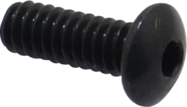 Camcar - #2-56 UNC Hex Socket Drive, Button Screw - Alloy Steel, Black Oxide Finish, Fully Threaded, 1/4" Length Under Head - Benchmark Tooling