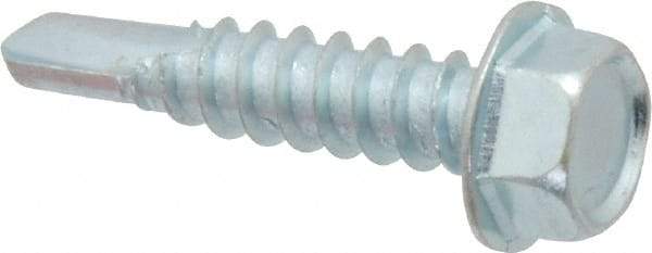 Value Collection - #12, Hex Washer Head, Hex Drive, 1" Length Under Head, #3 Point, Self Drilling Screw - Grade 2 Steel, Zinc-Plated Finish - Benchmark Tooling