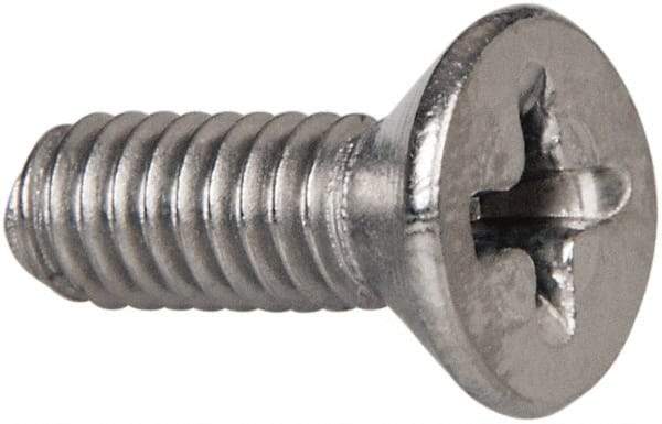 Value Collection - #8-32 UNC, 1/2" OAL Phillips Drive Machine Screw - Flat Head, Grade 316 Stainless Steel, Uncoated, Without Washer - Benchmark Tooling