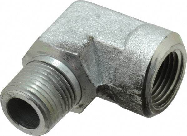 Eaton - 3/8 Male Thread x 3/8 Female Thread, Steel Industrial Pipe 90° Street Elbow - MNPT x FNPT, 5,000 psi - Benchmark Tooling