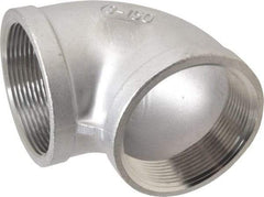 Merit Brass - 3" Grade 304 Stainless Steel Pipe 90° Elbow - FNPT x FNPT End Connections, 150 psi - Benchmark Tooling