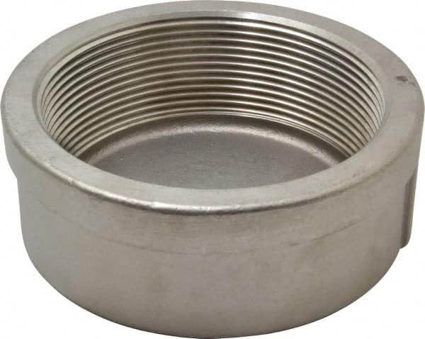 Merit Brass - 4" Grade 304 Stainless Steel Pipe End Cap - FNPT End Connections, 150 psi - Benchmark Tooling