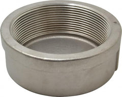 Merit Brass - 4" Grade 304 Stainless Steel Pipe End Cap - FNPT End Connections, 150 psi - Benchmark Tooling