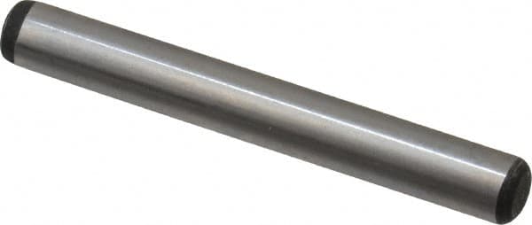 Value Collection - 1/4" Diam x 2" Pin Length Alloy Steel Oversized Dowel Pin - C 50-58 Hardness, 12,800 Lb Breaking Strength, 1 Beveled & 1 Rounded End - Benchmark Tooling