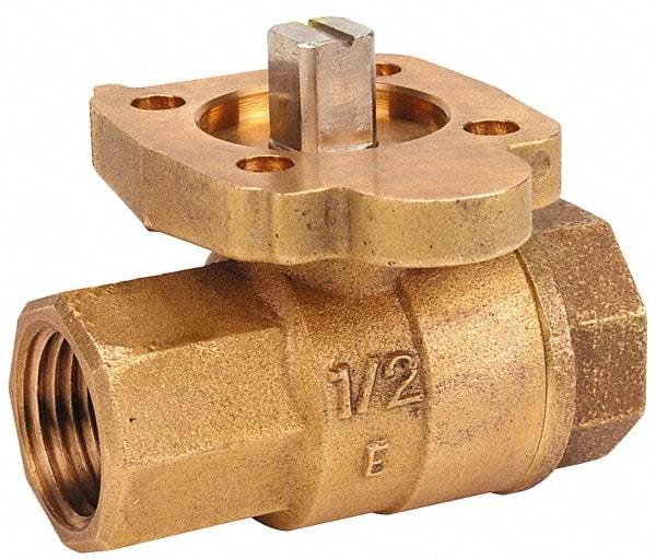 NIBCO - 1/2" Pipe, Full Port, Bronze Standard Ball Valve - 2 Piece, Inline - One Way Flow, FNPT x FNPT Ends, ISO Actuation Mount Handle, 600 WOG, 200 WSP - Benchmark Tooling
