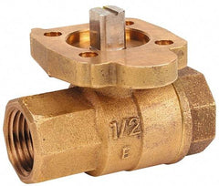 NIBCO - 1-1/4" Pipe, Full Port, Bronze Standard Ball Valve - 2 Piece, Inline - One Way Flow, FNPT x FNPT Ends, ISO Actuation Mount Handle, 600 WOG, 200 WSP - Benchmark Tooling