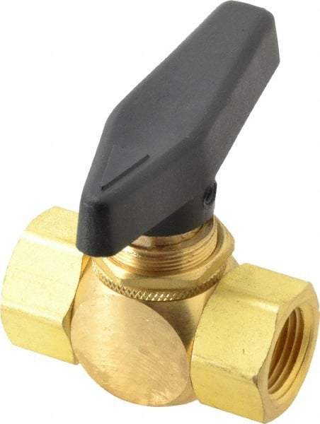 Specialty Mfr - 3/8" Pipe, Brass Standard Ball Valve - Inline - Two Way Flow, FNPT x FNPT Ends, Wedge Handle, 500 WOG - Benchmark Tooling