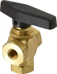 Specialty Mfr - 1/8" Pipe, Brass Standard Ball Valve - Three Way, FNPT x FNPT x FNPT Ends, Wedge Handle, 400 WOG - Benchmark Tooling