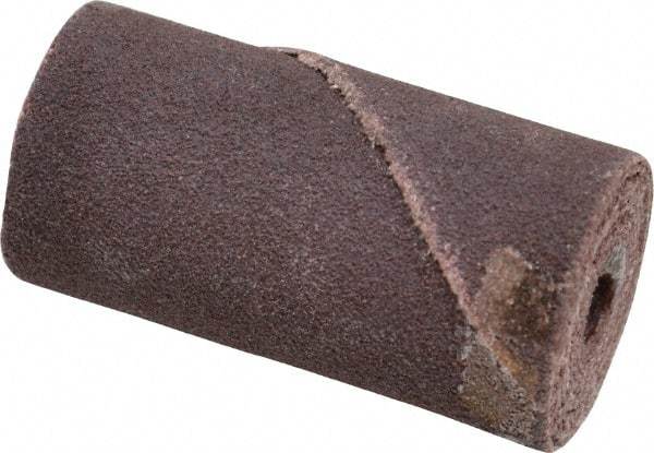 Merit Abrasives - 3/4" Max Roll Diam x 1-1/2" OAL, 120 Grit Aluminum Oxide Straight Cartridge Roll - 3/16" Pilot Hole Diam, Fine Grade - Benchmark Tooling