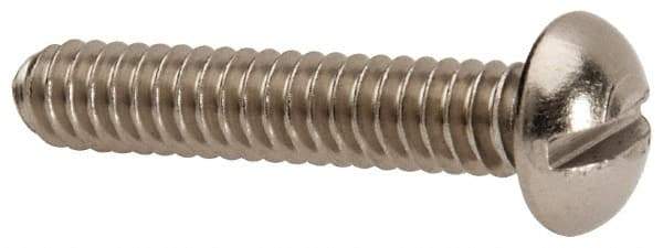 Value Collection - #10-24 UNC, 1" Length Under Head Slotted Drive Machine Screw - Round Head, Grade 316 Stainless Steel, Uncoated, Without Washer - Benchmark Tooling